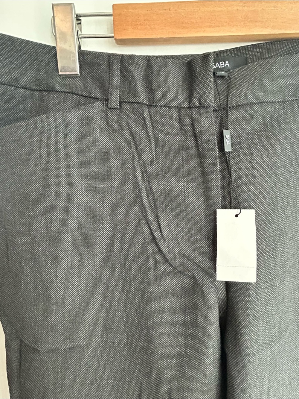 Women's Wool Textured Flat-Front Pants, Dark Grey, New with tags, Size US 10
